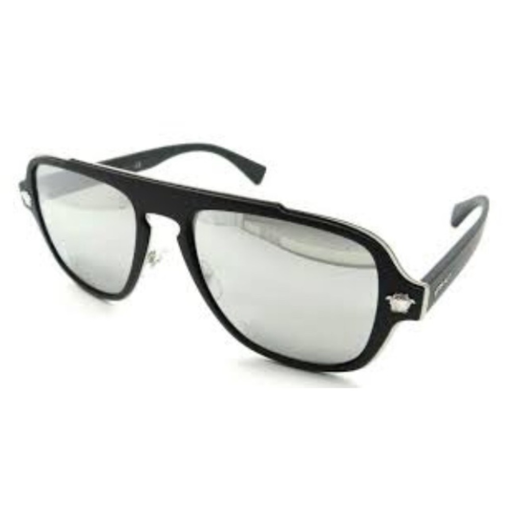 NEW VERSACE SUNGLASSES VE2199 1000/6G SHIELD VE2199 BLACK - Picture 3 of 7